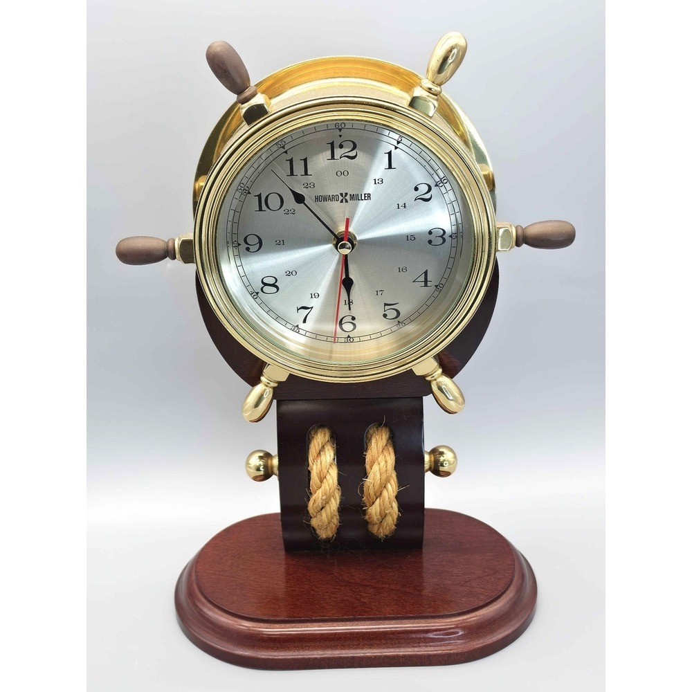 Howard Miller 613467 Vintage Brass Captain's Ship Wheel Clock (GNP008937)